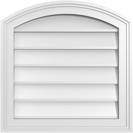 Ekena Millwork Arch Top Surface Mount PVC Gable Vent: Functional, w/ 2"W x 1-1/2"P Brickmould Frame, 20"W x 20"H GVPAR20X2002SF
